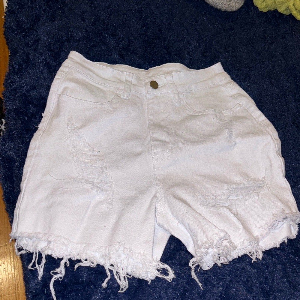 White jean shorts